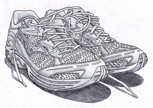 Running Shoe Sketches and Three Minutes 